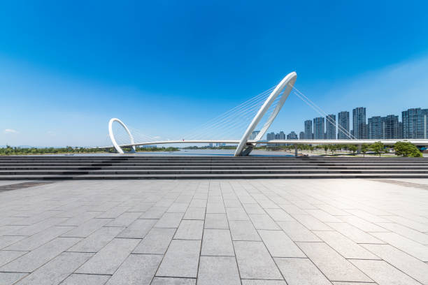 istock Panoramic skyline and buildings with empty concrete square floor 846208322