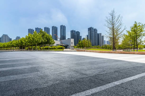istock Panoramic skyline and buildings with empty concrete square floor 846208566