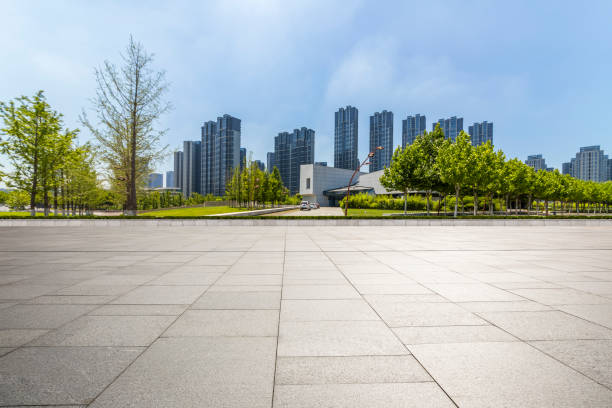 istock Panoramic skyline and buildings with empty concrete square floor 846208634