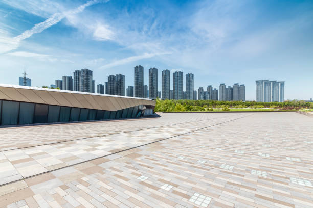 istock Panoramic skyline and buildings with empty concrete square floor 846208824