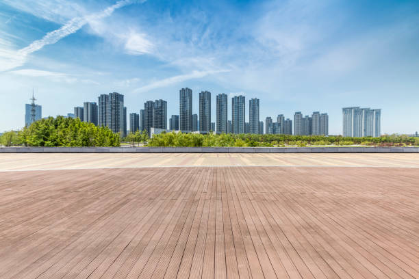istock Panoramic skyline and buildings with empty concrete square floor 846208872