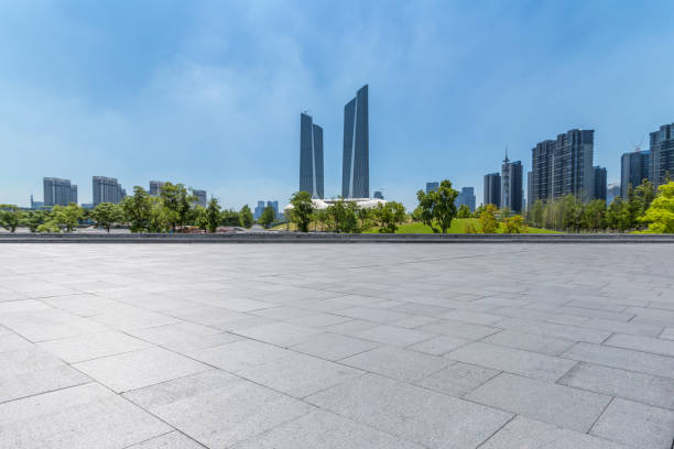 istock Panoramic skyline and buildings with empty concrete square floor 846210920