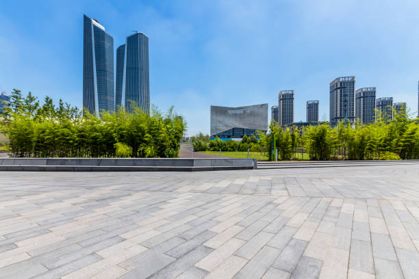 istock Panoramic skyline and buildings with empty concrete square floor 846210994