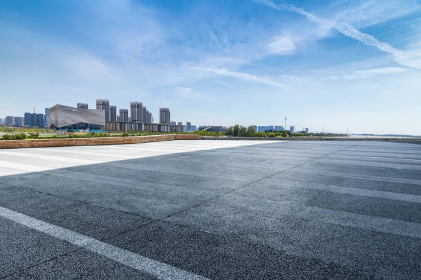 istock Panoramic skyline and buildings with empty concrete square floor 846211414