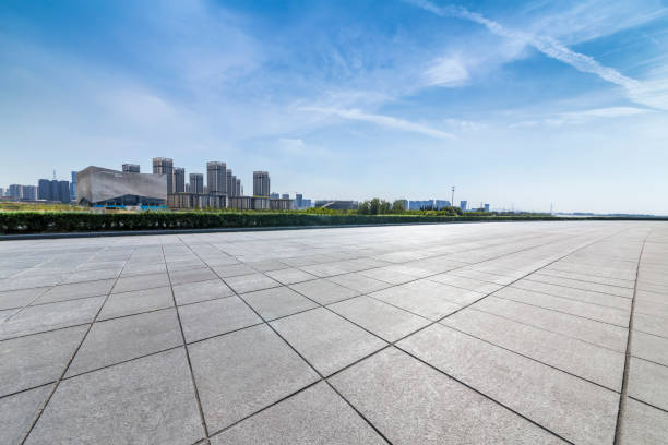 istock Panoramic skyline and buildings with empty concrete square floor 846211450