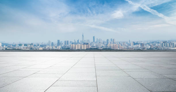 istock Panoramic skyline and buildings with empty concrete square floor 846211690
