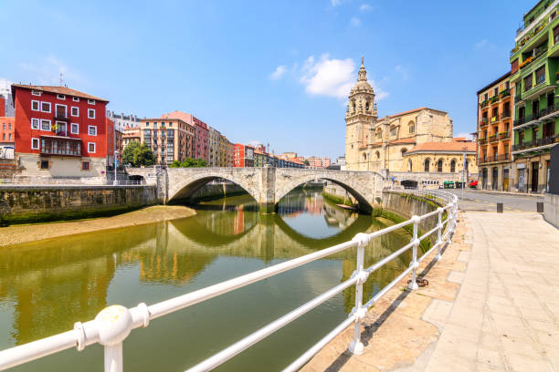Bilbao old town view on sunny day, Spain