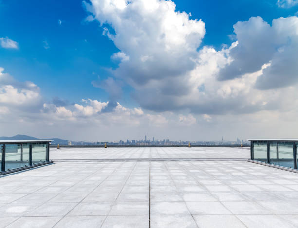istock Panoramic skyline and buildings with empty concrete square floor 846211902