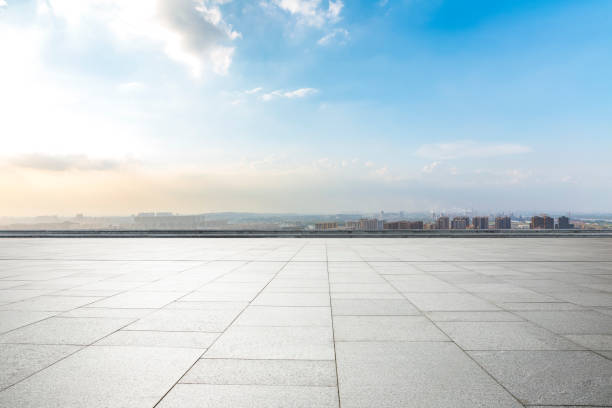 istock Panoramic skyline and buildings with empty concrete square floor 846211958