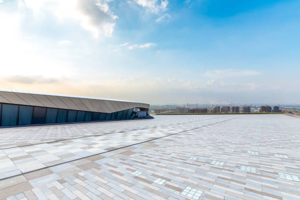 istock Panoramic skyline and buildings with empty concrete square floor 846211988