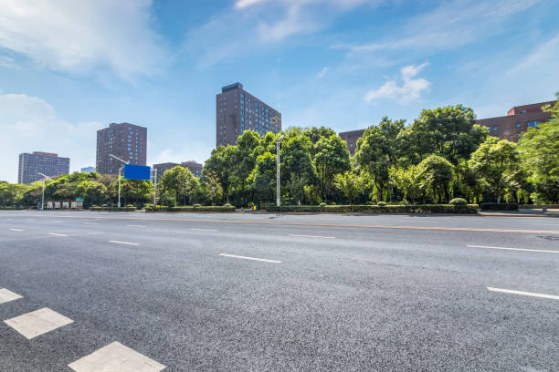 istock Empty Road with modern business office building 846214604
