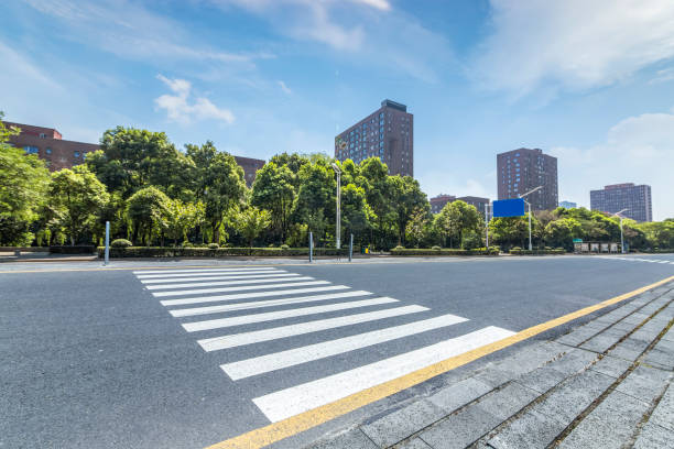 istock Empty Road with modern business office building 846214606