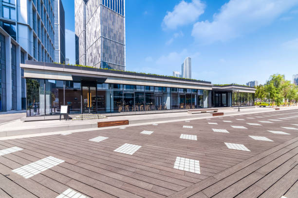 istock Empty floor with modern business office building 846216752