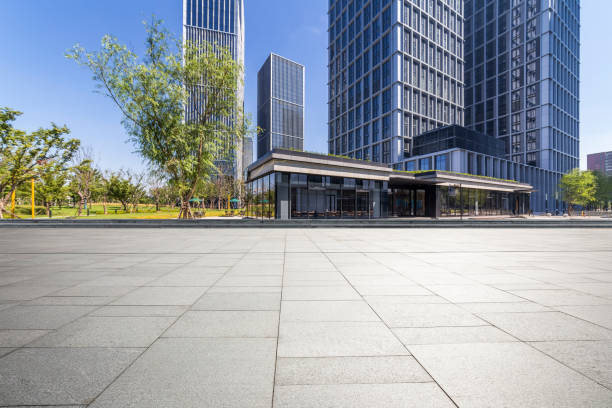 istock Empty floor with modern business office building 846216984