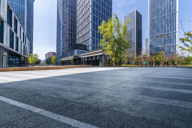 istock Empty Road with modern business office building 846217148