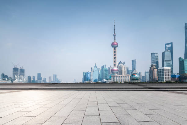 istock Panoramic skyline and buildings with empty concrete square floor 846217352