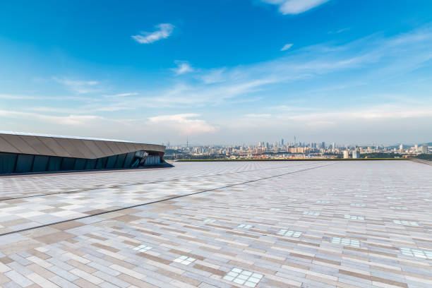 istock Panoramic skyline and buildings with empty concrete square floor 846217640