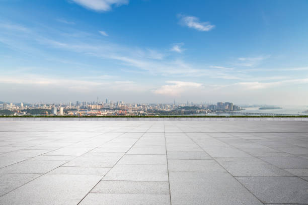 istock Panoramic skyline and buildings with empty concrete square floor 846217726