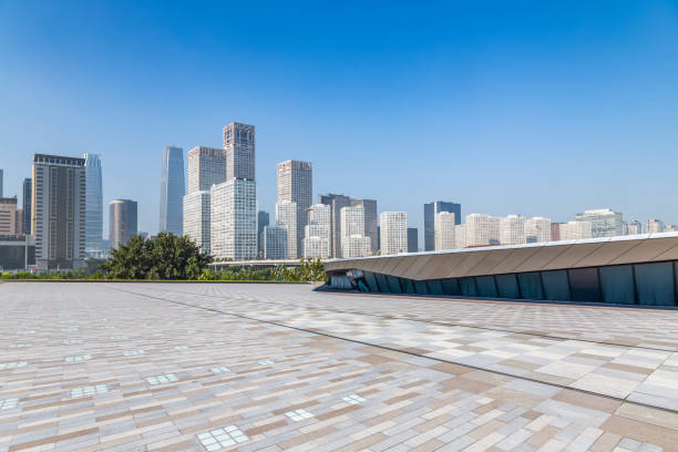 istock Panoramic skyline and buildings with empty concrete square floor in beijing 846217858