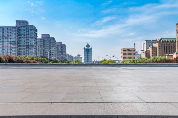 istock Panoramic skyline and buildings with empty concrete square floor in beijing 846217882