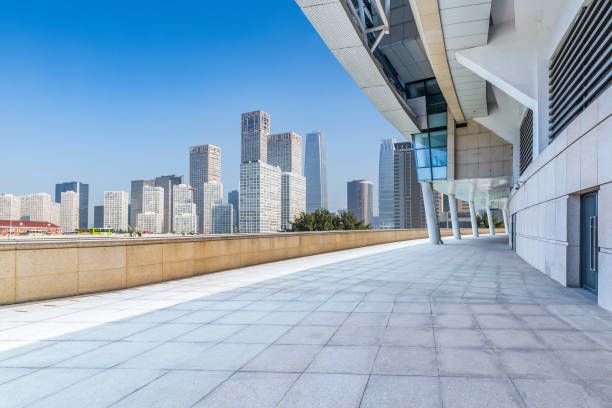istock Panoramic skyline and buildings with empty concrete square floor in beijing 846217992