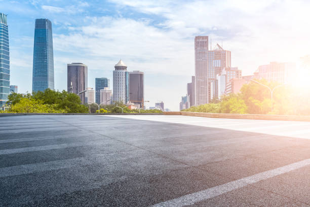 istock Panoramic skyline and buildings with empty concrete square floor in beijing 846218234