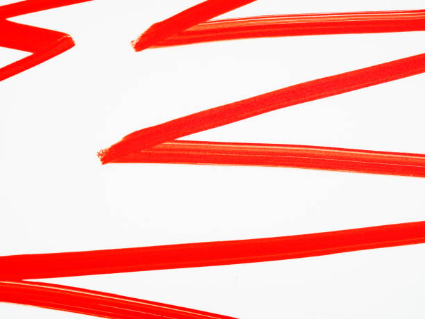 istock White background with red straight big zigzag lines handmade paint, cloud like part 846220932
