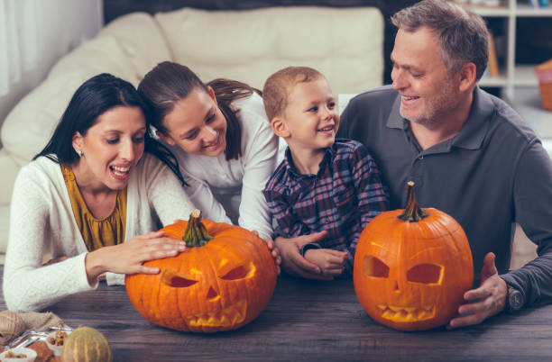 istock Family are celebrating Halloween. 846221472