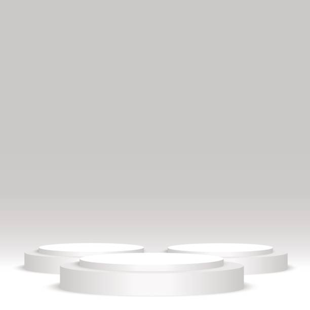 illustrazioni stock, clip art, cartoni animati e icone di tendenza di podio rotondo bianco. piedistallo, scena. illustrazione vettoriale. - scala milano