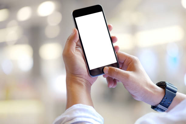 istock Businessman using Smartphone. Blank screen mobile phone for graphic display montage. 846224628