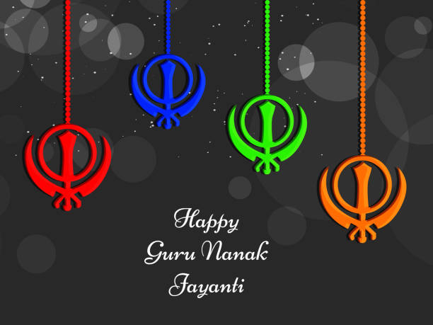 abbildung des sikh festivals guru nanak jayanti background - khanda stock-grafiken, -clipart, -cartoons und -symbole