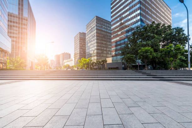 istock Empty Road with modern business office building in beijing 846228582