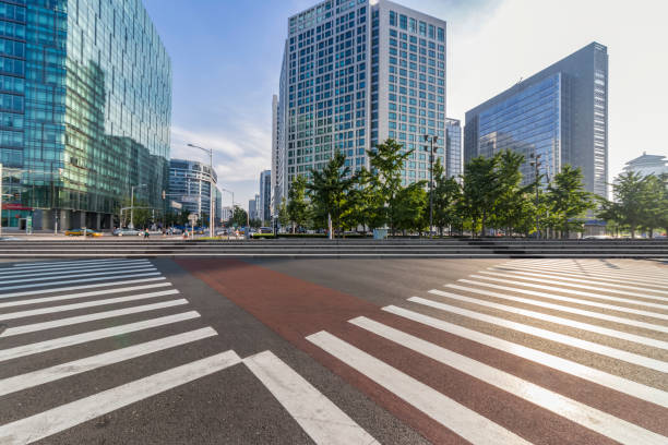 istock Empty Road with modern business office building in beijing 846229250