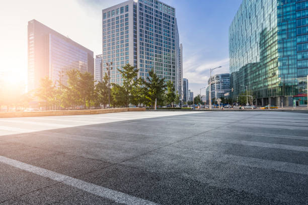 istock Empty Road with modern business office building in beijing 846229300