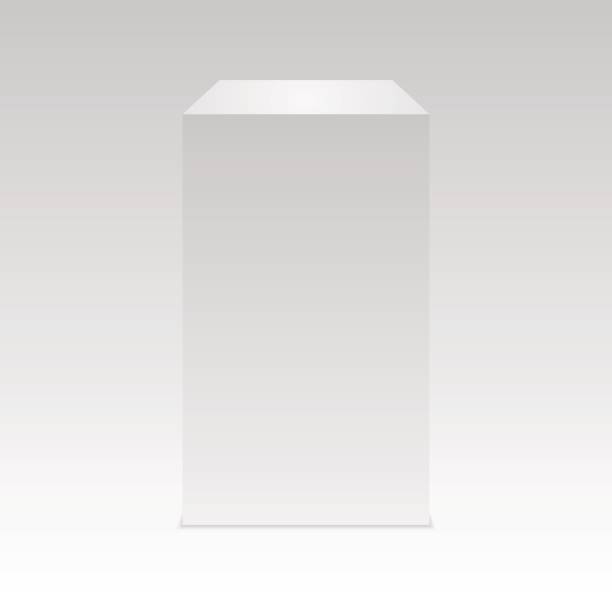 realistyczna biała kostka z cieniem.  wektor. - box white cube blank stock illustrations