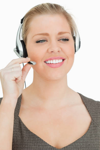 istock Pretty woman working in a call center 846236082