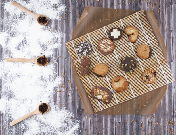 istock Dark vintage background with various homemade cookies. 846239260