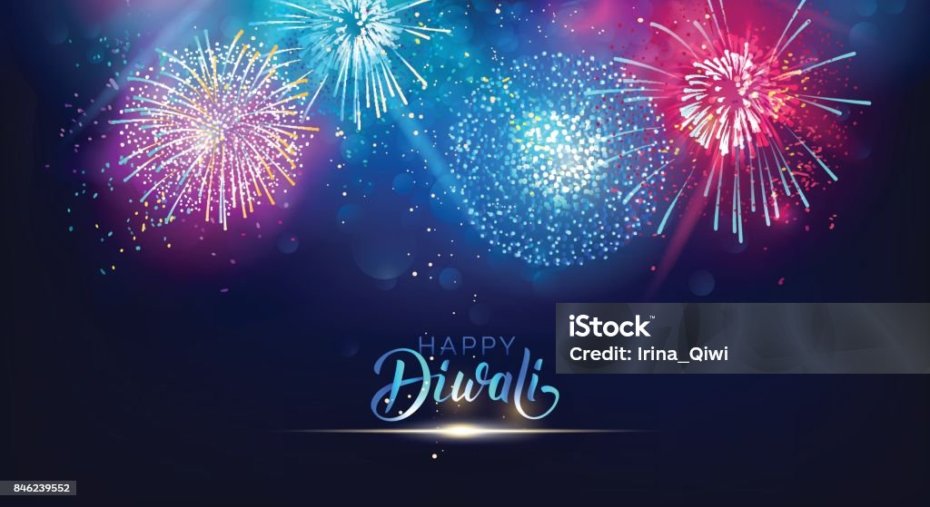 Diwali festival lights poster. Diwali festival lights poster. DIwali holiday shiny background with fireworks. Vector illustration Firework Display stock vector