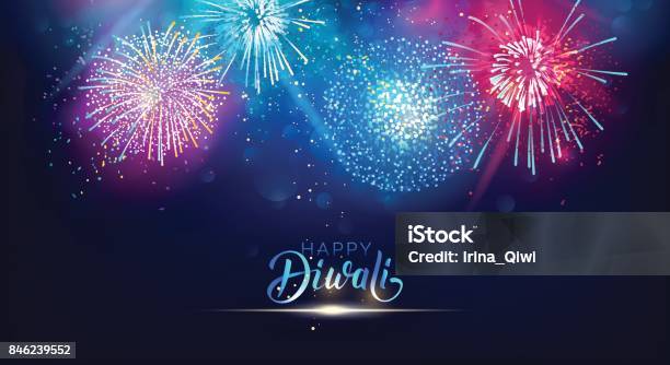 Diwali Festival Lights Poster Stock Illustration - Download Image Now - Firework Display, Diwali, Backgrounds