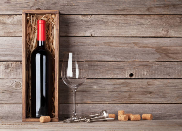 istock Red wine bottle and wine glass 846243836