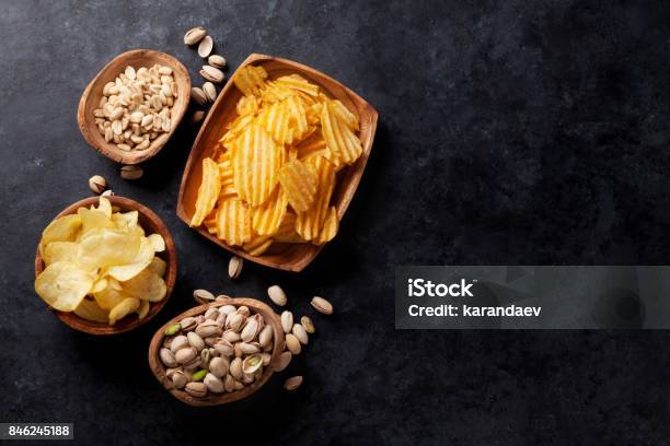 Beer Snacks Stock Photo - Download Image Now - Snack, Table, Salty Snack