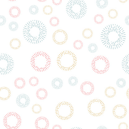 Simple seamless textile pattern with color round elements. Vector background illusrtration.