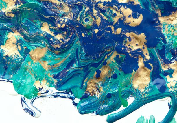 Marbled abstract background. Liquid marble pattern. Colorful marble backdrop. Golden glitter texture.
