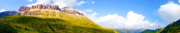 istock Panoramic view of Passo Pordoi, Dolomites Alps, Italy 846254806