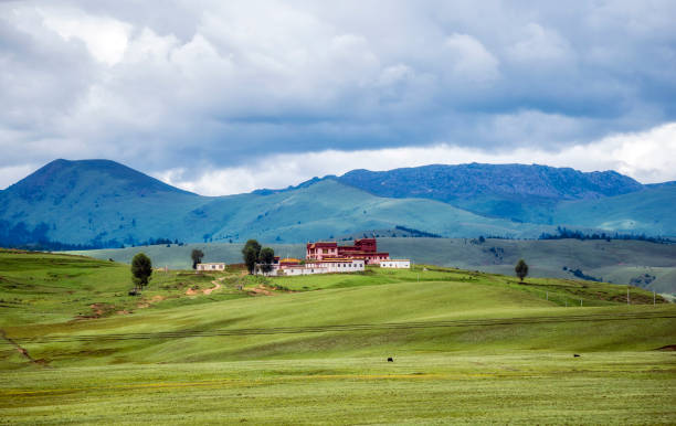 istock Monastery on grassland, Tibetan landscape 846261902