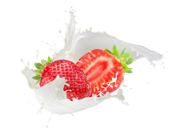 istock strawberries with milk splash isolated on a white background 846262430