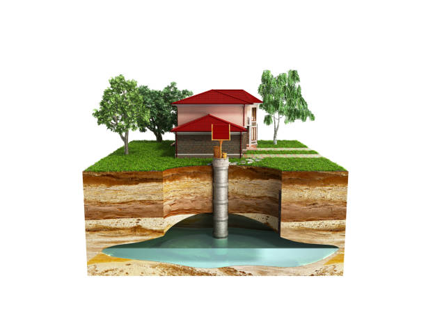 istock water well system The image depicts an underground aquifer 3d render on white 846263030