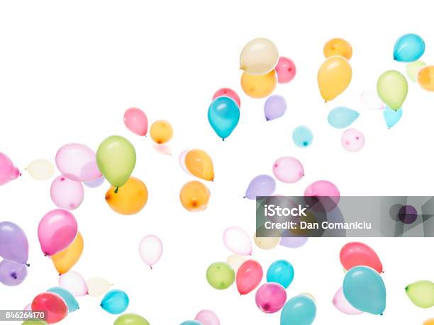 High Balloons Stock Photo - Download Image Now - Balloon, White Background, Flying