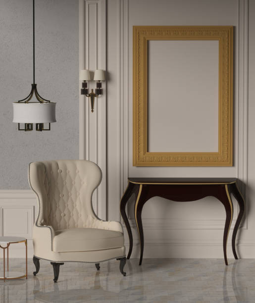 istock Vertical Picture,Mock up classic Armchair,frame 3D illustration 846267514