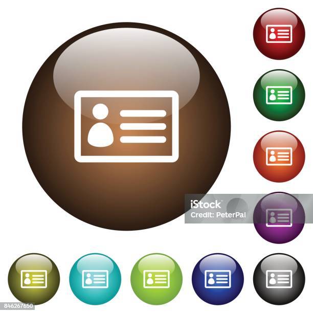 Id Card Color Glass Buttons Stock Illustration - Download Image Now - Badge, Blue, Brown